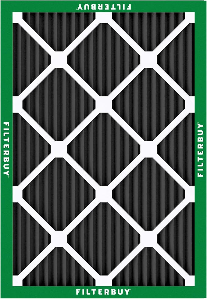 Filterbuy 15x20x1 Air Filter MERV 10 Odor & Allergy Defense with Activated Carbon (4-Pack), Electrostatic Pleated HVAC AC Furnace Filters Replacement, Made in USA (Actual Size: 14.50 x 19.50 x 0.75)