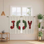 Red Green Christmas Kitchen Curtains 54 Inch Long 2 Panel Set, Rod Pocket Window Curtains Panels, Farmhouse Xmas Botanical Winter Light Filtering Privacy Draperies for Bedroom Laundry 42"W x 54"L
