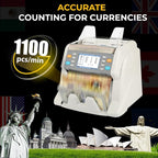 RIBAO MC-40 Mixed Denomination Money Counter, Business Grade Cash Counting Machine, CIS/UV/MT Counterfeit Detection, Muti Currency Bill Counter Printer Compatible Value Count