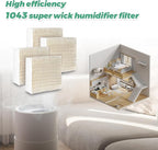 Techecook 1043 Super Humidifier Wick Filters (4 Pack) Replacement for Essick AirCare Evaporative Humidifiers EP9500 EP9700 EP9800 831000 821000 826000 826800 and Bemis Space Saver 800 8000 Series