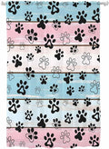 Sheer Curtains 63 Inch Length, Blue Pink Dog Paws Prints Semi Sheer Curtains Light Filtering Window Treatment, Farmhouse Beige Wood Privacy Voile Drapes for Living Room Bedroom 52x63 Inch