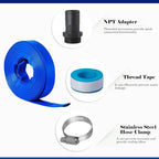 Eastrans 2 in x 100 ft Pool Backwash Hose Kit with Male NPT Adapter,Heavy Duty Discharge Pump Hose for Swimming Pool,Reinforced Pool Drain Hose with 2 Clamps and Thread Seal Tape,6 Bar