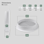 Vent Systems 5'' Inch - White - Soffit Vent Cover - Round Air Vent Louver - Grill Cover - Built-in Insect Screen - HVAC Vents for Bathroom, Home Office, Kitchen