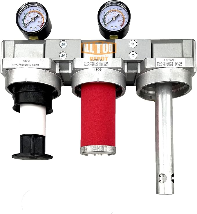 1" NPT SUPER DUTY Industrial Grade 3 Stages Filter Coalescing Desiccant Dryer System For Compressed Air Lines, Metal Bowls, Great For Paint Spray And Plasma Cutter (MANUAL DRAIN)