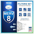 16x25x3 TRION Air Bear Cub Pleated HVAC Air Filter MERV 8 (4-Pack) (Actual Size: 15.75 x 24.75 x 3.06 Inches)