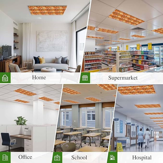 Tropical Plant Cactus Fluorescent Light Covers 1 Pack Western Cowboy Horse Sunset Deserts Orange Magnetic Fluorescent Ceiling Lights Filters for Office Classroom Home Drop Ceiling 4x2 Feet