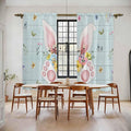 Easter Window Curtains 72 Inch Long 2 Panel Set, Rod Pocket Long Curtains & Drapes, Spring Rabbits Ears Feet Flowers Wooden Grain Light Filtering Window Treatment for Bedroom Living Room 52"W x 72"L