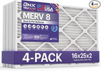 BNX TruFilter 16x25x2 Air Filter MERV 8 (4-Pack) - MADE IN USA – Dust & Pet Defense Electrostatic Pleated Air Conditioner HVAC AC Furnace Filters for Dust, Pet, Mold, Pollen MPR 600 – 700 & FPR 5