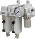 PneumaticPlus SAU430-N06G-MEP Three Stage Air Drying System Particulate Air Filter, Coalescing Filter, Air Pressure Regulator Combo 3/4" NPT - Metal Bowl, Manual Drain, Bracket, Gauge