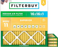 Filterbuy 16x16x1 Air Filter MERV 11 Superior Pet & Allergy Defense (4-Pack), Electrostatic Pleated HVAC AC Furnace Filters Replacement, Made in USA (Actual Size: 15.75 x 15.75 x 0.75)
