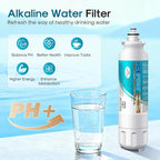 ICEPURE Alkaline ADQ73613401 Refrigerator Water Filter Replacement for LG LT800P, LT800PC, ADQ75795104, ADQ736134, ADQ73613402 Kenmore 9490 46-9490 LSXS26326S LSXS26366S LMXS30776S, Enhances PH, 4Pack