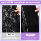 WH01X35719 Lint Filter Compatible with Ge Profile Washer Dryer Combo Foam Filter for PFQ97HSPV0DS Combo Washer Dryer Filter with Lint Brush (1 Long Handled Brush) - Hand Washable and Reusable (2pack)