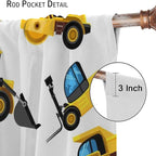 Kids Construction Equipment Window Curtains, Excavator Tractor Tow Truck Rod Pocket Decorative Windows Curtain for Children Teens Boys Girls Room Decor 42x54in (30% Blackout)