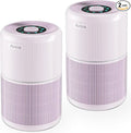 2 Pack Air Purifier for Home Bedroom with H13 True HEPA Filter for Smoke, Smokers, Dust, Odors, Pollen, Pet Dander | Quiet 99.9% Removal to 0.1 Microns | Purple Available for California