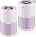 2 Pack Air Purifier for Home Bedroom with H13 True HEPA Filter for Smoke, Smokers, Dust, Odors, Pollen, Pet Dander | Quiet 99.9% Removal to 0.1 Microns | Purple Available for California