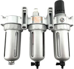 1/4" NPT MID FLOW Filter Regulator Coalescing Desiccant Dryer System For Compressed Air Lines, Poly Bowls, Great For Paint Spray And Plasma Cutter (MANUAL DRAIN)