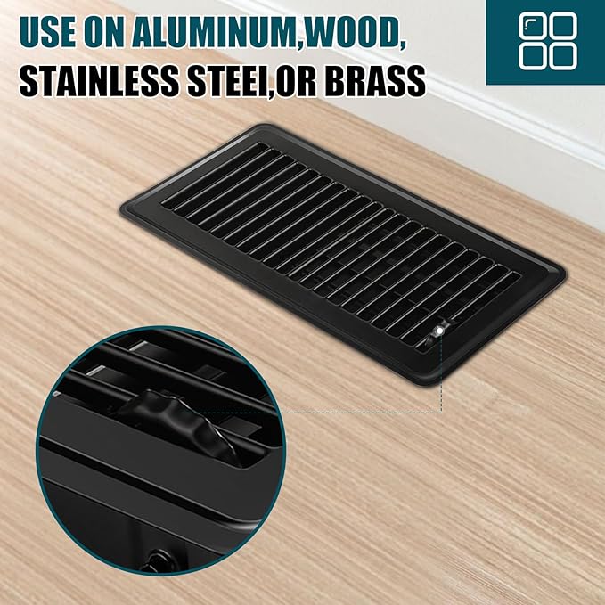 VOISEN Floor Register 4x10, 6 Pack Black Floor Vent Covers, Heavy Duty Steel Walkable Floor Vents,Vent Covers for Home Floor