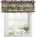 Dog Paws Valance Curtains for Kitchen, Teal Brown Wood Grain Privacy Rod Pocket Valance Curtain, Light-Filtering Window Treatment for Bedroom Bathroom, 60"x14"