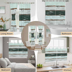 Blue Teal Bathroom Curtains 63 Inch Length, Window Curtains Tab Top, Vintage Wooden Retro Art Farmhouse Barns Light Filtering Window Treatments Drapes 52"x63" 2 Panel