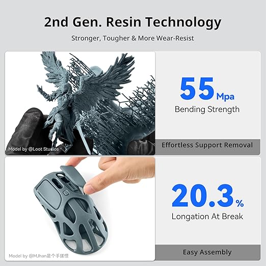 ANYCUBIC 2nd Gen Resin Technology ABS-Like Resin 2.0, 3D Printer Resin with High Toughness, More Precise Details, Low Odor, Wide Compatibility for All LCD Resin 3D Printers (White, 1kg)