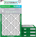Filterbuy 14x24x2 Air Filter MERV 8 Essential Dust & Allergy Defense (4-Pack), Electrostatic Pleated HVAC AC Furnace Filters Replacement, Made in USA (Actual Size: 13.50 x 23.50 x 1.75)