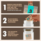 Boveda 62% RH Size 8-10 Pack Two-Way Humidity Control Packs - for Storing 1 oz - Moisture Absorber for Small Storage Containers - Humidifier Packs - Hydration Packets w/Resealable Bag