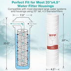 SimPure 20 x 4.5 Inch 5 Micron String Wound Sediment Water Filter Cartridge, Whole House Sediment Well Water Filter Replacement, Fits DB20P DB20P-3 (10 Pack)