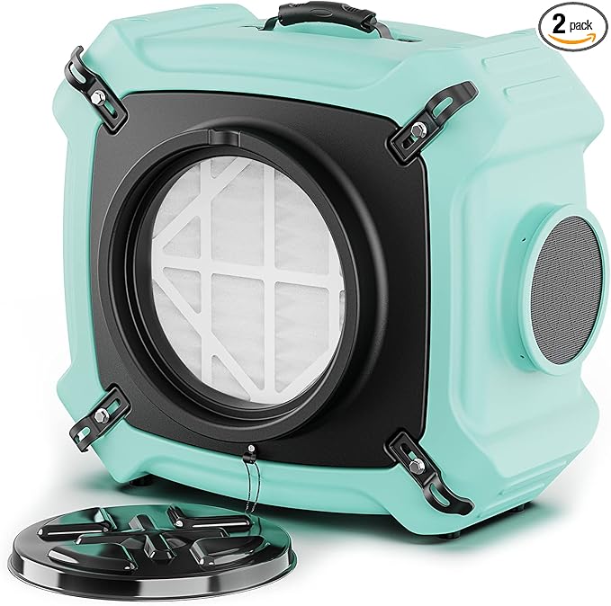 ALORAIR PureAiro HEPA Max 770 industrial Air Scrubber, 3-Stage Filtration System, GFCI Outlet, Negative Air Scrubber Water Damage Restoration Interior Decoration, Green