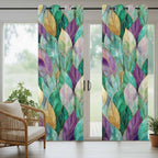 Leaves Outdoor Curtains for Patio Gorgeous Leaf Abstract Spring Waterproof Outside Curtains with Grommet Top Weatherproof Curtain for Cabana Pergola Gazebo, 1 Panel, 54" W x 108" L