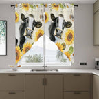 Yellow Sunflowers Swag Valances for Windows, Country Cow Flower Butterfly Farmhouse Cream Rod Pocket Kitchen Curtains Valance, Small Window Curtains Swag for Cafe Living Room, 2 Panels, 36x36 inch