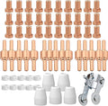 61Pcs PT31 Plasma Cutting Consumables with PT-31 Roller Guide Fit CUT-40 CUT-45 CUT-50D JG-40 LG-40 CT-312 Plasma Cutter Torch Nozzle Electrode Accessories