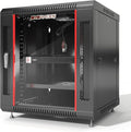 Sysracks 12U Wall Mount Server Rack Cabinet, 19” Locking Network Rack, 24” Deep, Glass Door, with Fan, PDU and Shelf