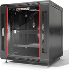 Sysracks 12U Wall Mount Server Rack Cabinet, 19” Locking Network Rack, 24” Deep, Glass Door, with Fan, PDU and Shelf
