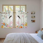 Easter Kitchen Curtains 45 Inch Long 2 Panel Set, Rod Pocket Window Treatment, Spring Farmhouse Watercolor Bunny Eggs Wood Grain Light Filtering Panels Short Drapes for Bathroom Camper 42"W x 45"L