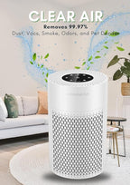MEGAWISE Air Purifier for Home and Pets Hair, Smokers in Bedroom, Large Room, Smart Air Quality Sensor, Filters VOCs, Odors, Dust, Ozone Free