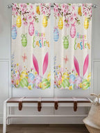 Happy Easter Living Room Curtains 72 Inches length, Spring Farmhouse Bunny Eggs Flower Beige Window Treatment Curtain Drapes, Light Filtering Drapes for Bedroom Laundry Room, 52"x72", 2 Panels