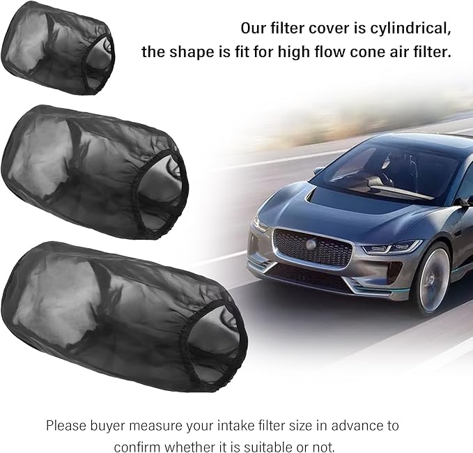 Cold Air Intake Filter Cover,Thickened Dustproof Air Filter Cover Provides Comprehensive Protection,Universal Car Accessries Air Filter Sock Fit for High Flow Cone Air Filter (Small)