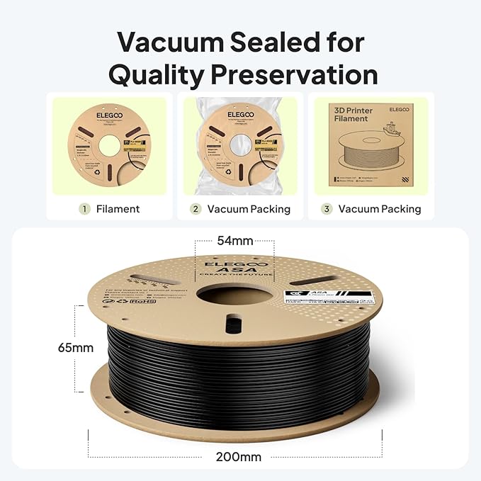 ELEGOO ASA Filament 1.75mm White 2KG, UV & Weather Resistant 3D Printer Filament for Outdoor Functional Parts, High Impact Strength Engineering Grad 1kg Spool (2.2lbs) Fit for FDM Printers