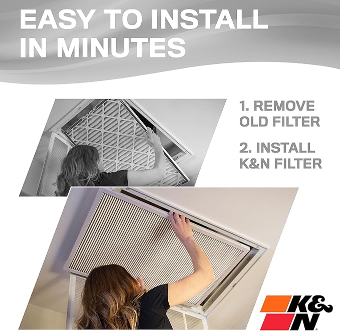 K&N 14X24X1 HVAC Furnace Air Filter, Lasts a Lifetime, Washable, Merv 8, the Last HVAC Filter You Will Ever Buy, Breathe Safely at Home or in the Office, HVC-8-11424