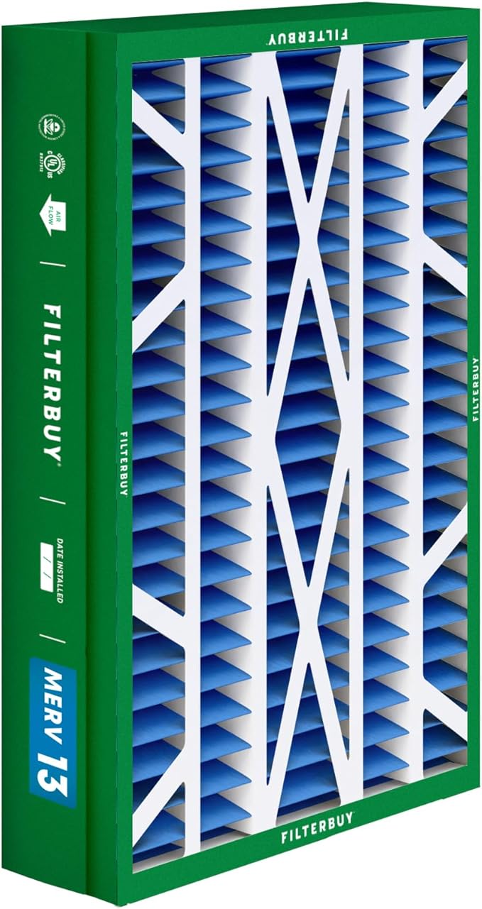 Filterbuy 14.5x27x5 Air Filter MERV 13 Optimal Smoke & Allergy Defense (3-Pack), Pleated HVAC AC Furnace Filters for Trane, American Standard, Honeywell, and More (Actual Size: 14.06 x 26.13 x 4.97)