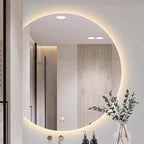 Half circle mirror，half circle mirrors for wall，half moon mirrors for wall，Dimmable LED Vanity Mirror Half Circle,Illuminated Mirror with Demister Pad, Anti-fog bathroom mirror，3 colours dimmable(Whit