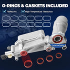 926-959 Upgrade Aluminum Engine Oil Cooler Oil Filter Housing for 2017-2018 Jeep Wrangler Grand Cherokee Dodge Challenger Charger Journey Caravan Durango Chrysler 300 200 Town Country Ram 3.6L 926-876