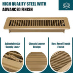 VOISEN Floor Register 2x12, 6 Pack Floor Vent Covers, Steel Adjustable Air Supply Grille Register Vent Cover Grill for Sidewall and Floor, Vent Covers for Home Floor,Brown