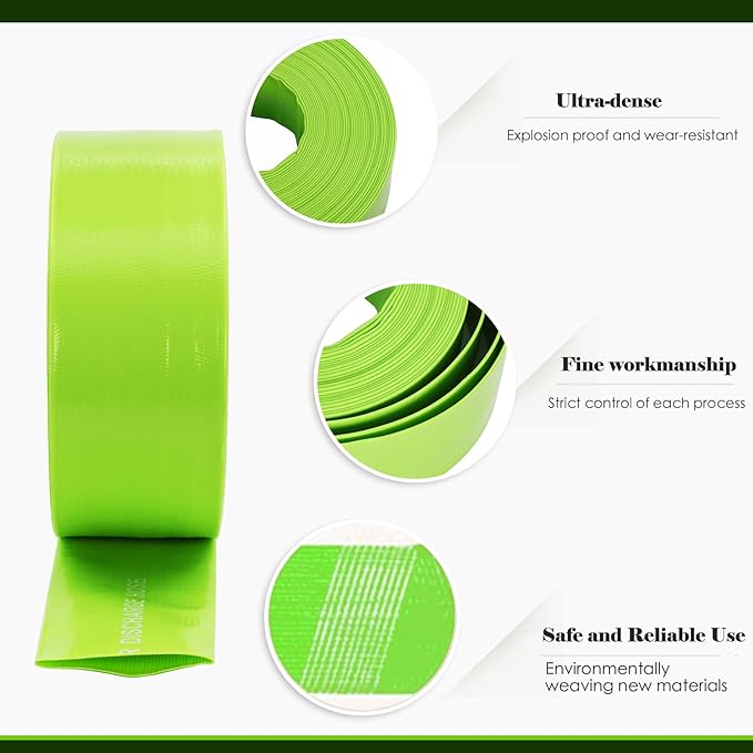 Eastrans 2'' x 100 FT Pool Backwash Hose with 2 Hose Clamps,Extra Heavy Duty Discharge Hose,Drain Hose for Swimming Pool,Super wear-resistant,weather blast,green