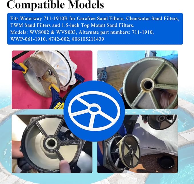 1 Pc Diverter Spider Gasket Compatible with Waterway 711-1910B/806105211439, Fit for Carefree, Clearwater, TWM Sand Filters Models WVS002 & WVS003 1.5-inch Top Mount Pool Sand Filters Multiport Valve