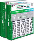 Filterbuy 24.5x27x5 Air Filter MERV 8 Essential Dust & Allergy Defense (2-Pack), Pleated HVAC AC Furnace Filters for Trane, American Standard, Honeywell, and More (Actual Size: 24.06 x 26.13 x 4.97)