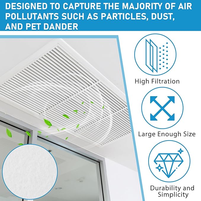 Pangda Merv 11 Air Filter Material 118'' x 23.6'' Cut to Fit Size Air Vent Filters for Home Register Vents Fan DIY Purification Clean Living, Stop Most Particles Dust Pet Dander, 19.37 Ft²