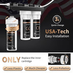 Water Filter for Sink with Faucet, 3-Stage Deep Filtration, Reduce Heavy Metals/Chlorine/PFAS/Odor/Sediment, NSF/ANSI 42&53 Improve Taste, Life Indication Mineral pH+ Under Sink Water Filter