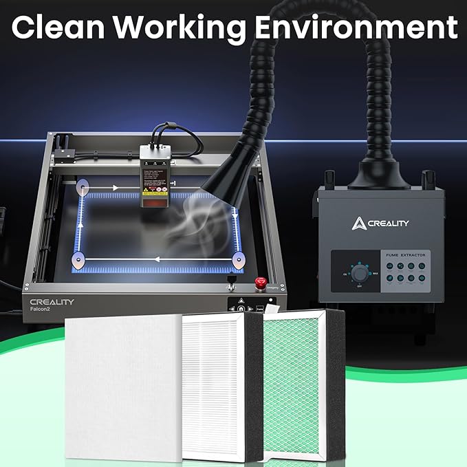 Filter Replacement for Creality Fume Extractor, Activated Carbon Filter for Smoke Purifier, 99.97% Purification Rate, 10×8.26×1.2 inch