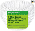 Amazon Basics Basket Coffee Filters for 1-4 Cup Coffee Makers, White, 200 Count